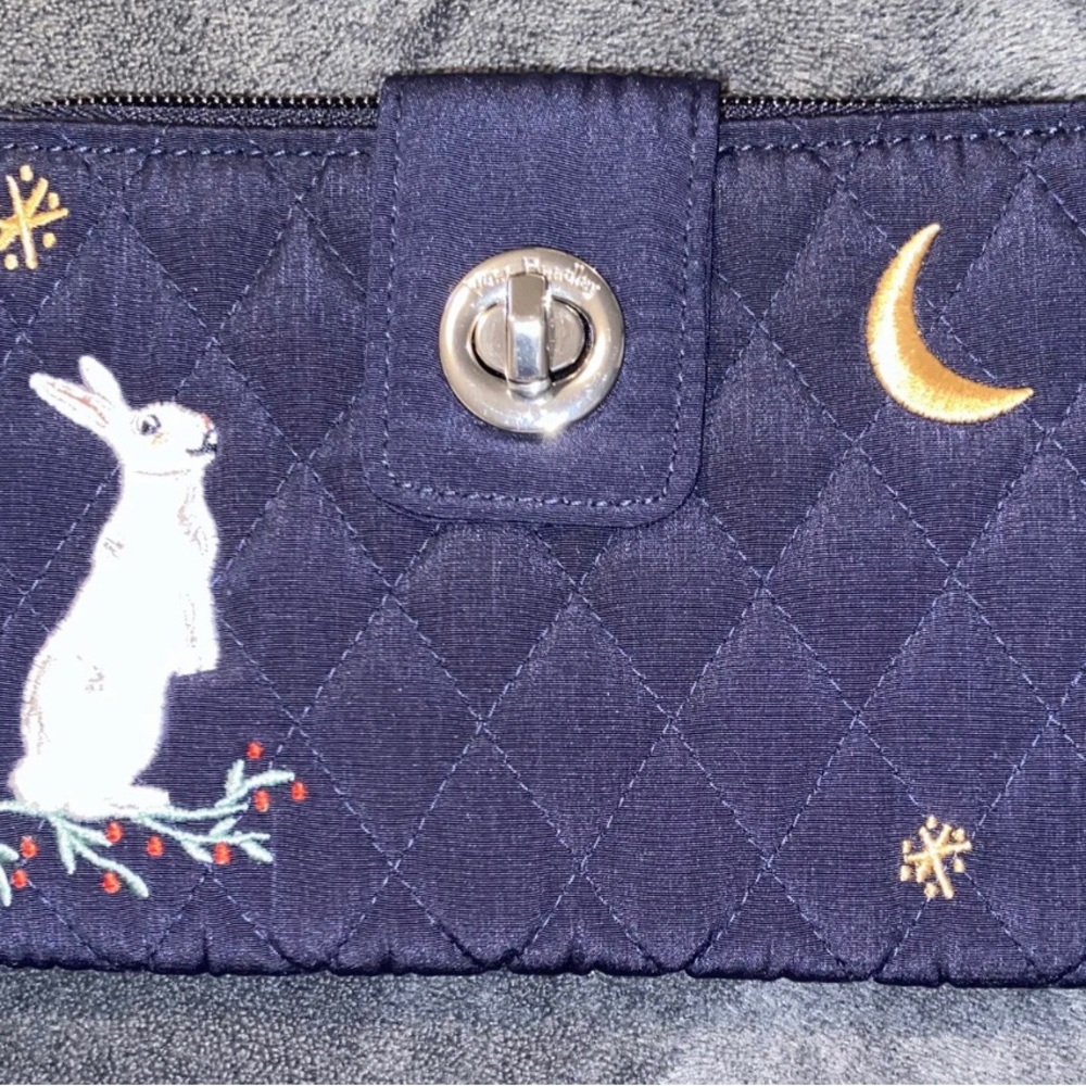 Vera Bradley RFID Microfiber Winter Forest Turnlock Wallet